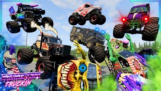 Monster Jam INSANE Racing Freestyle and High Speed Jumps 60  BeamNG Drive  Grave Digger [upl. by Keriann287]