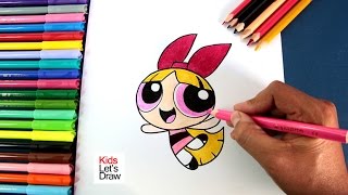 Cómo dibujar a BOMBON Las Chicas Superpoderosas  How to draw Blossom The Powerpuff Girls [upl. by Kroy969]