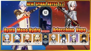 New Spiral Abyss 52 Floor 12  C0 Ayato Xilonen and C0 Arlecchino  9 Stars [upl. by Remled]