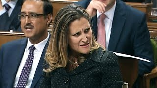 Chrystia Freeland and Pierre Poilievre spar on new trade deal [upl. by Dustie]