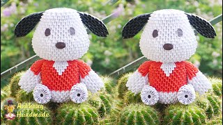 3d origami pochacco puppy tutorial DIY making pochacco  sanrio characters [upl. by Enael]