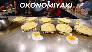 Japanese savory pancakes  OKONOMIYAKI Tour [upl. by Powe]