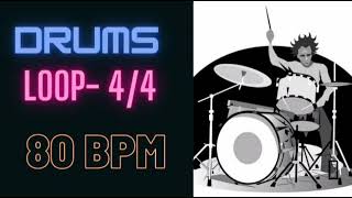 Drums Loop 80 BPM  44  Practice Along Drum Backing Track [upl. by Wolk]