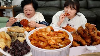 70세 시어머님께 엽떡amp허니콤보 조합을 알려드렸어요😆먹방 치트키 꿀조합 MUKBANG [upl. by Aneger]