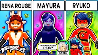 MIRACULOUS SIDEKICKS RENA ROUGE VS MAYURA VS RYUKO 🏠Roblox Miraculous Quests RP [upl. by Lucho]