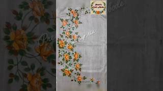 simple floral fabric painting on saree fabric work on saree painting shorts [upl. by Katusha]