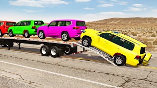 Flatbed Truck Mcqueen  Transportation with Truck  Pothole vs Car 196  BeamNGDrive [upl. by Ailegra]