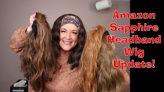 THE BEST AMAZON HEADBAND WIG EVER Sapphire Wigs headband wigs in FOUR COLORS Budget friendly [upl. by Aleras]