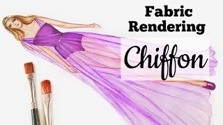 How to illustrate Sheer Fabrics  Chiffon Fabric Rendering  Fashion Illustration [upl. by Moyra566]