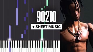 90210  Travis Scott  Piano Tutorial  Sheet Music amp MIDI [upl. by Knowling]