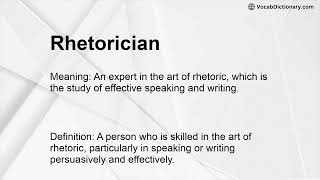 Rhetorician Meaning [upl. by Alihs]