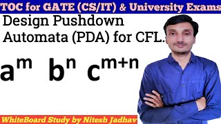 Pushdown Automata for anbmcnm  PDA for anbmcnm  PDA for am bn cmn [upl. by Drahsir]