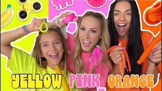 THE ULTIMATE NEON FIDGET SHOPPING CHALLENGE 💛💗🧡 [upl. by Nosila]