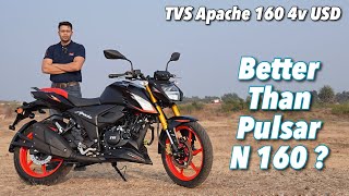 2024 TVS Apache 160 4v USD Review  Better Than Bajaj Pulsar NS 160 [upl. by Sixela]