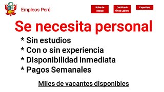 Se necesita personal EMPLEOS PERU urgente [upl. by Ohare]