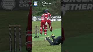 Rashid Hashmi pulls off a stunning catch behind the stumps 🤯 EuropeanCricketSeries [upl. by Melania]