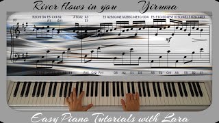 River Flows in You Yiruma Slow Easy Piano Tutorial  Letter Notes [upl. by Omero29]