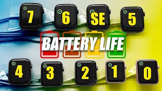 Apple Watch Series 7 VS Series 6 SE  5 4 3 2 1 0 Battery Life DRAIN Test [upl. by Esilahs]