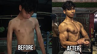 My 1 Year Body Transformation  Skinny to Muscle 1617 [upl. by Anehsak]