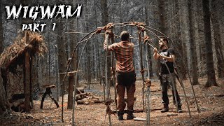 Building a Wigwam with Natural Materials  Bushcraft Shelter PART 1 [upl. by Waltner128]