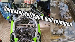 Vergaser zerlegen und reinigen Steuerzeiten und Ventilspiel prüfen Kawasaki ZX7R [upl. by Atirec]