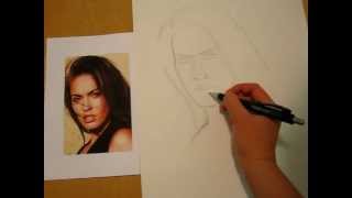 How To Draw People Faces  Drawing Megan Foxs Face [upl. by Sternberg]