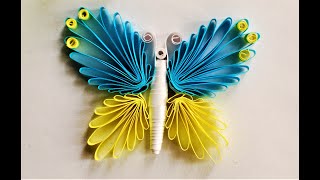 How to make Simple Quilling Butterfly [upl. by Aerdnaxela]