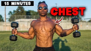 15 MINUTE LIGHTWEIGHT DUMBBELL CHEST WORKOUT  NO BENCH NEEDED [upl. by Nakah]