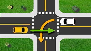 Which Car Should Pass The Intersection First  Right of Way Rule  Driving tips [upl. by Cyb933]