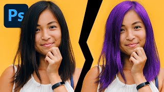 How To Change BLACK HAIR into Colour with Adobe Photoshop [upl. by Candice]