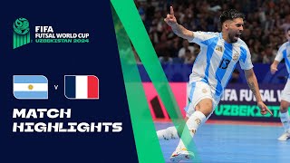 HIGHLIGHTS Argentina v France  FIFA Futsal World Cup Uzbekistan 2024 [upl. by Assilym]