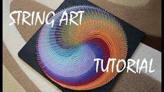 STRING ART TUTORIAL  TIMELAPSE  geometric hypnotizing picture [upl. by Enilarak]