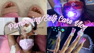 vlog pampering myself nail appt waxing skincare amp more [upl. by Felicle451]