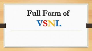 Full Form of VSNL  Did You Know [upl. by Novy]