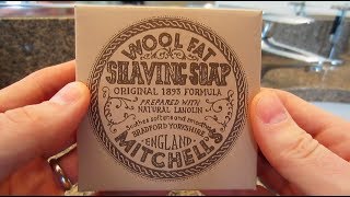 Mitchells Wool Fat Shaving Soap  Lather Review [upl. by Osnerol212]