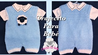 Como tejer Pelele Enterizo o trajecito para bebé con gancho fácil 09 meses Crochet for Baby 200 [upl. by Berns]