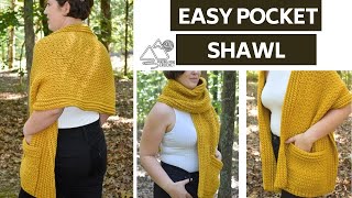 CROCHET Easy Pocket Shawl Step by Step Tutorial Easy Crochet Pattern [upl. by Altaf974]