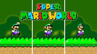 Super Mario World  Versions Comparison Playing as Luigi [upl. by Ekihc628]