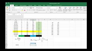 Calculo de la media la mediana y la moda para datos agrupados en excel [upl. by Enyar]