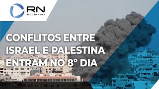 Conflitos entre Israel e Palestina entram no 8º dia [upl. by Laband609]