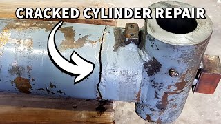 Cracked Excavator Hydraulic Cylinder Weld Repair  Machining amp Welding [upl. by Leirda]