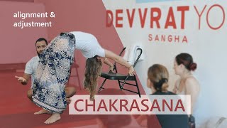 How to do Chakrasana Urdhva Dhanurasana wheel yoga pose  correct alignment amp adjustment [upl. by Akayas204]