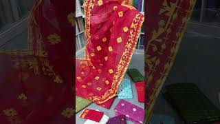 red colour Jamdani halfsilk saree collection ❤️ [upl. by Alby]