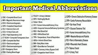 Important Medical Abbreviations [upl. by Enidlareg178]