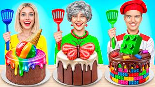 Me vs Grandma Vs Chef Cooking Challenge Cake Decorating Life Hacks by YUMMY JELLY [upl. by Ja363]