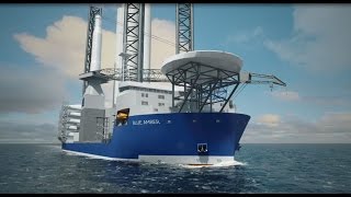 Wind Turbine Installation Vessel BLUE AMBER [upl. by Assirrac]