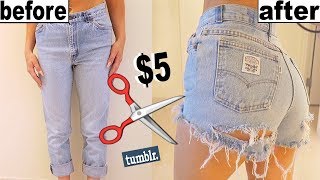 HOW TO MAKE OLD JEANS INTO SHORTS [upl. by Vivi998]