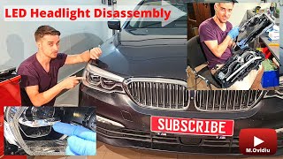 BMW G30 Cracked Headlight Repair  Lens Replaced [upl. by Naujek7]