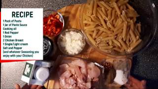 Pesto Pasta with Chicken Recipe Cooking guide English  Turkish  Norsk [upl. by Sonitnatsok825]