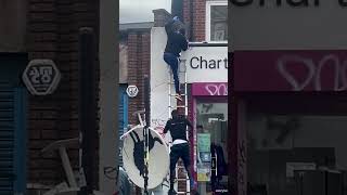 Banksy art stolen as thieves climb London rooftop Shorts [upl. by Laughry627]